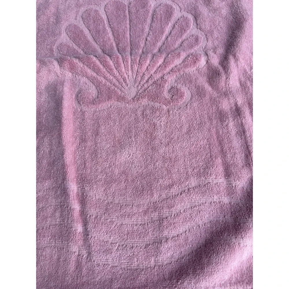 2 Vintage MCM Cannon Monticello Cotton 2 Bath Towels Pink Sea Shells Floral